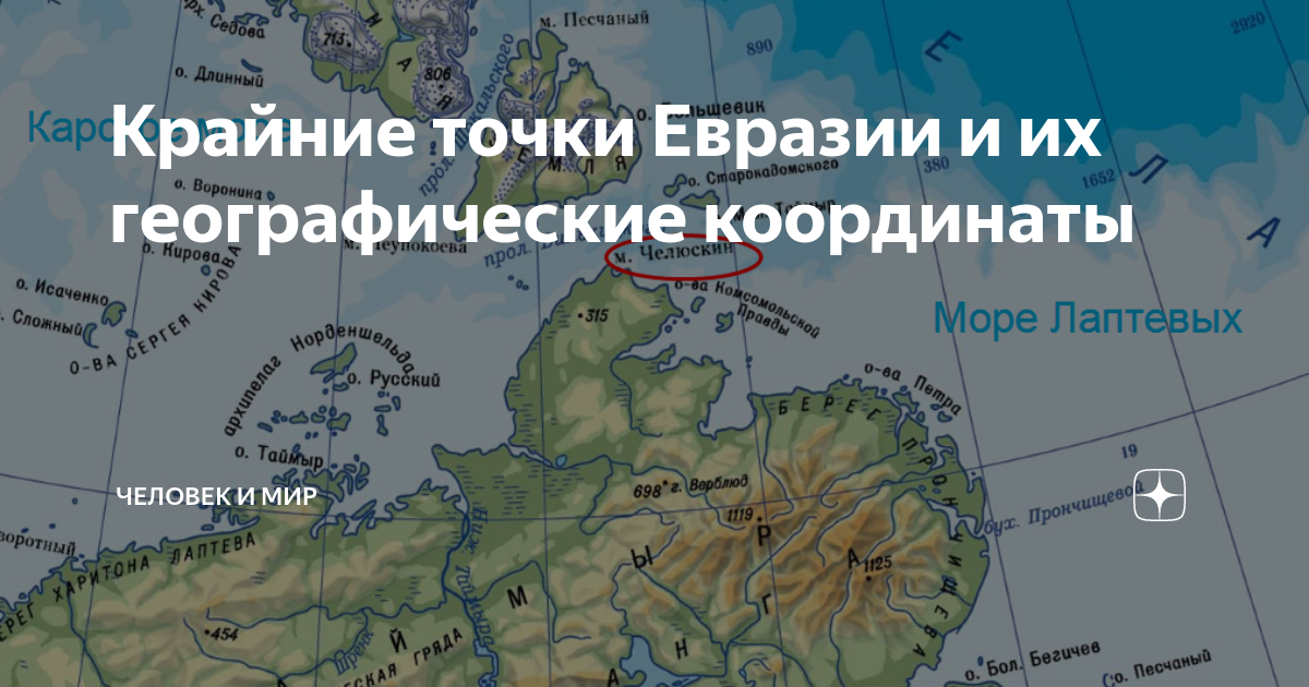 Крайние географические точки евразии: северная, южная, западная и восточная