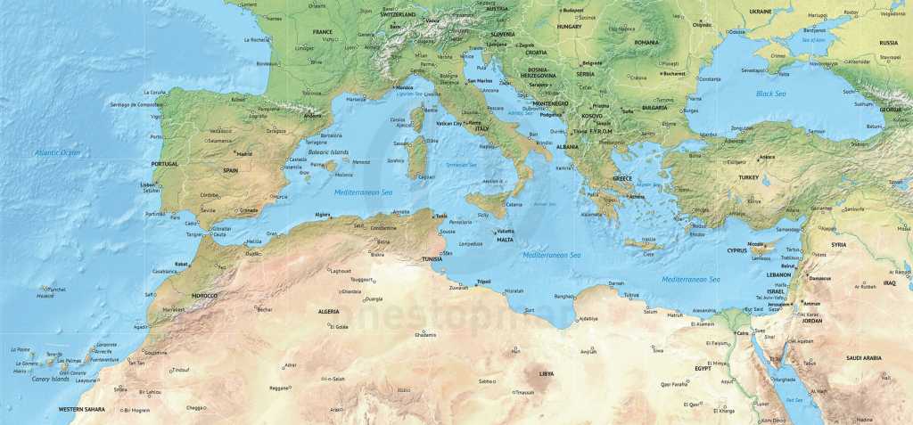 Граница европы и азии на карте