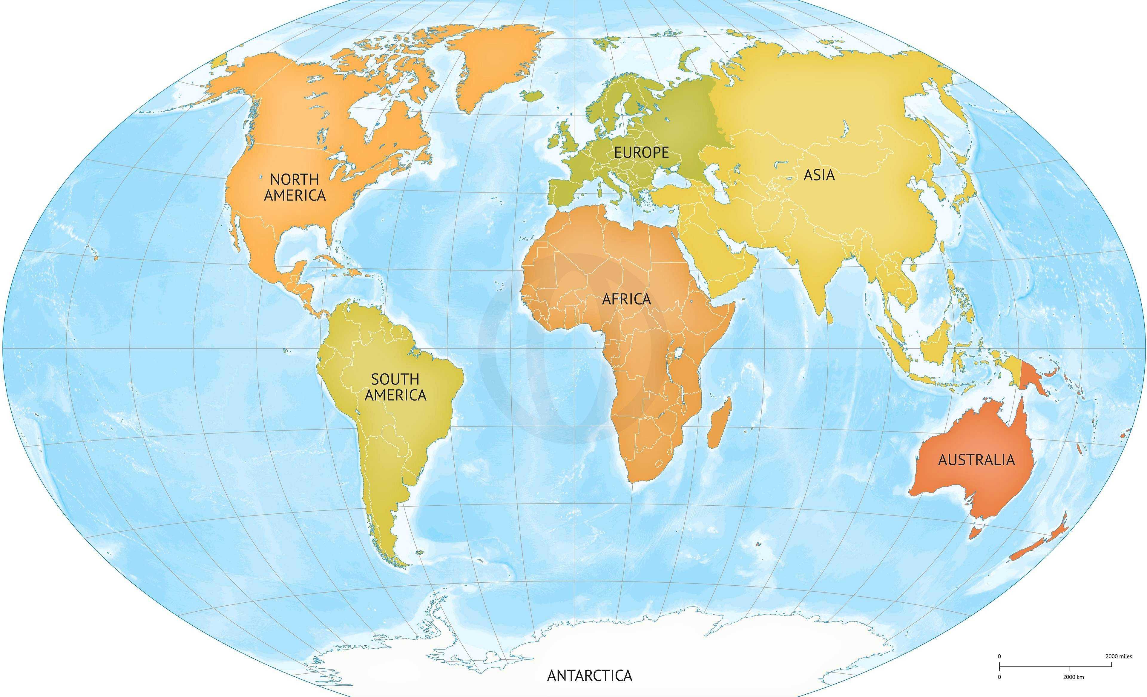 Материки мира (континенты)