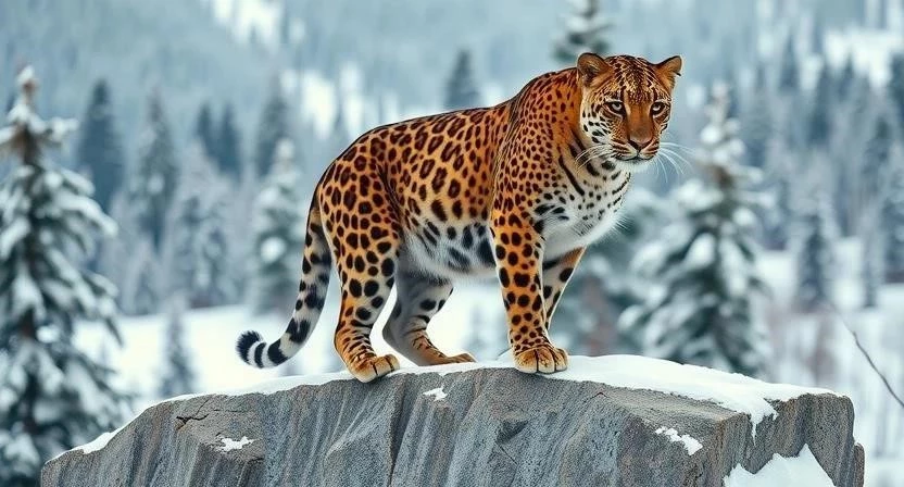 Леопард в дальневосточной тайге