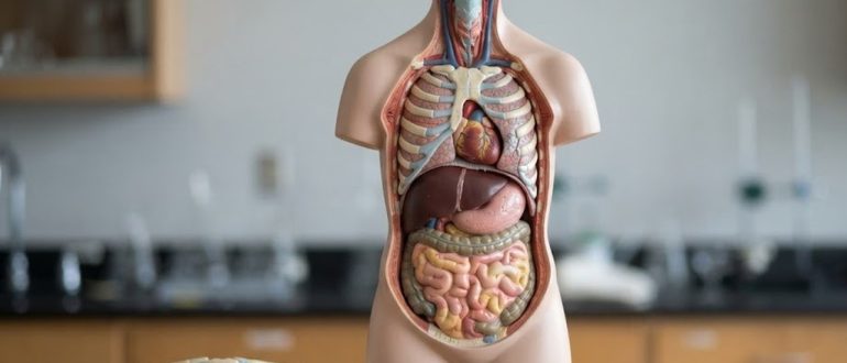 Анатомическая модель торса с внутренними органами человека