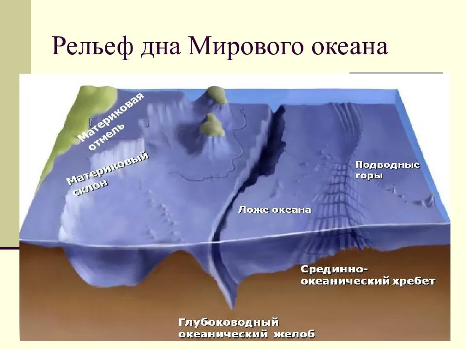 Карта мирового океана: описание гидросферы, рельеф дна и течения воды