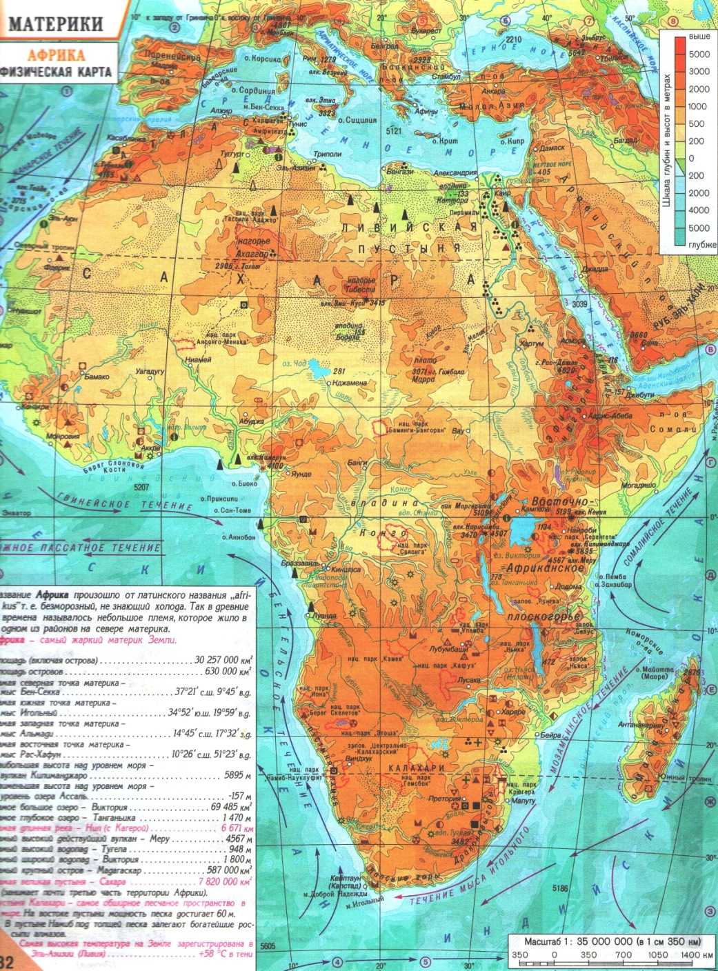 Атлас на карте африки. План характеристики материка Африка на контурной карте.