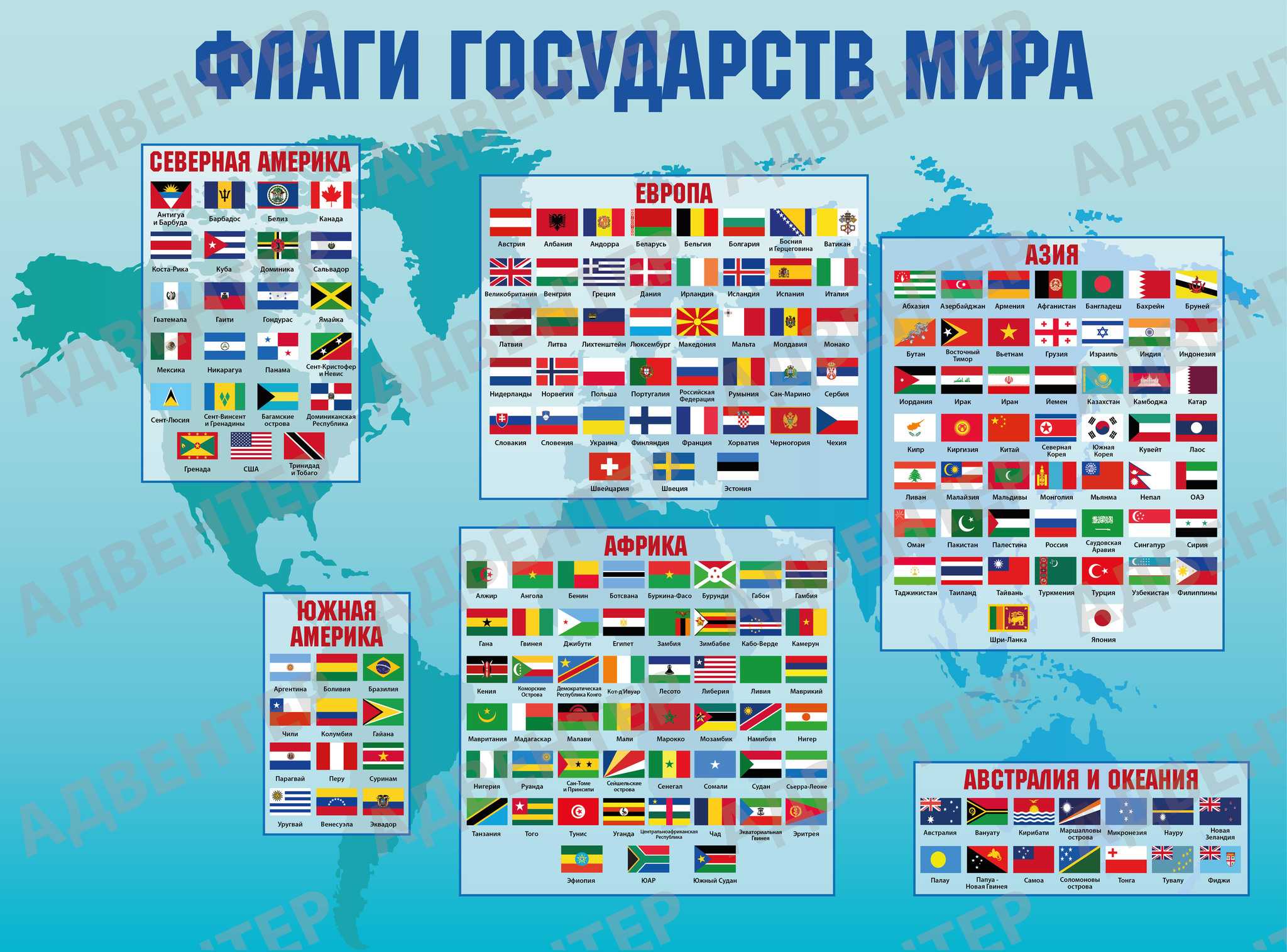 Флаги государств Евразии.