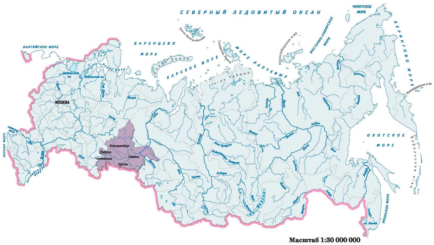 Карта рек россии с названиями и направлениями